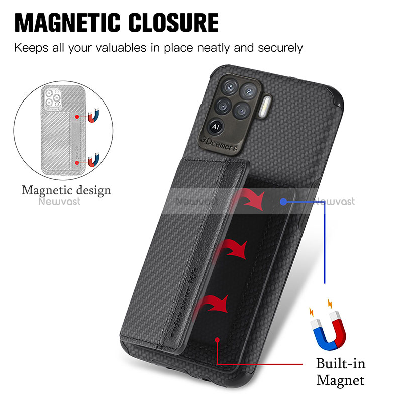 Ultra-thin Silicone Gel Soft Case Cover with Magnetic S01D for Oppo Reno5 F