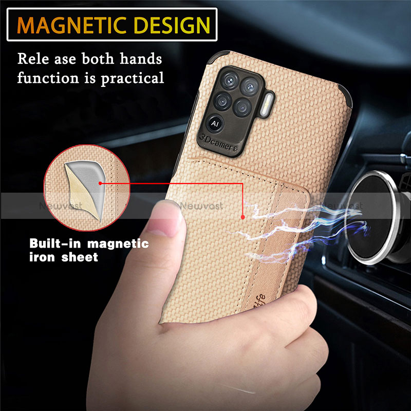 Ultra-thin Silicone Gel Soft Case Cover with Magnetic S01D for Oppo Reno5 F