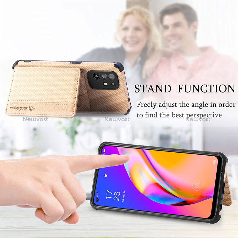 Ultra-thin Silicone Gel Soft Case Cover with Magnetic S01D for Oppo Reno5 Z 5G