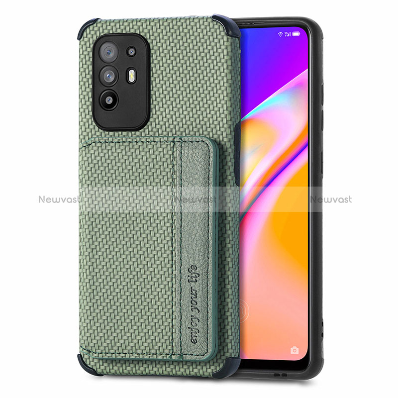 Ultra-thin Silicone Gel Soft Case Cover with Magnetic S01D for Oppo Reno5 Z 5G Green