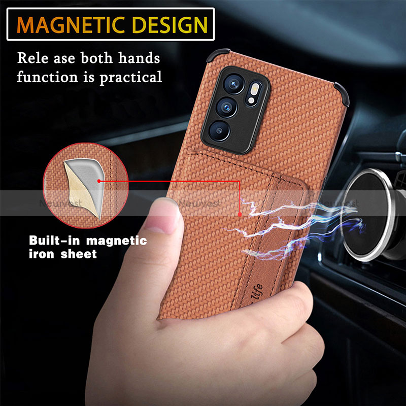 Ultra-thin Silicone Gel Soft Case Cover with Magnetic S01D for Oppo Reno6 5G