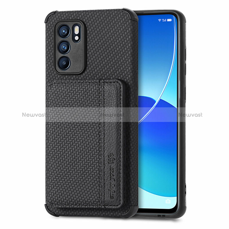 Ultra-thin Silicone Gel Soft Case Cover with Magnetic S01D for Oppo Reno6 5G