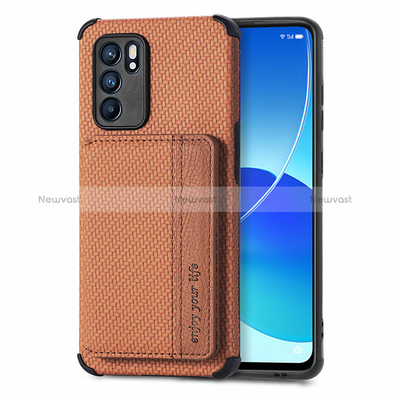 Ultra-thin Silicone Gel Soft Case Cover with Magnetic S01D for Oppo Reno6 5G