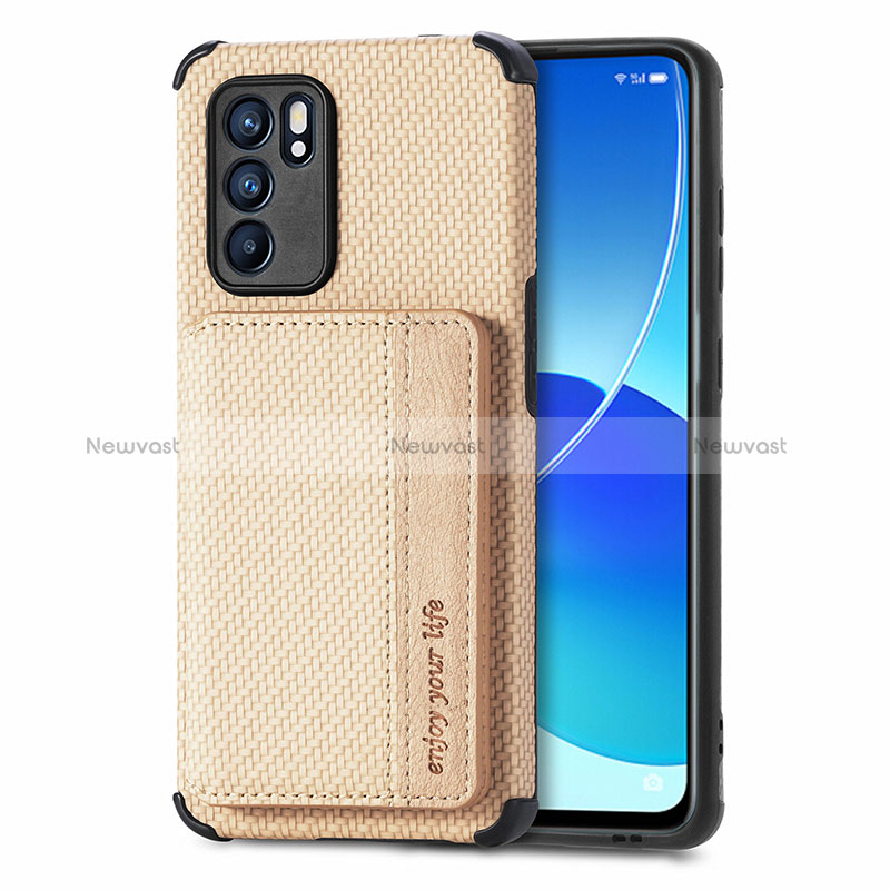 Ultra-thin Silicone Gel Soft Case Cover with Magnetic S01D for Oppo Reno6 5G