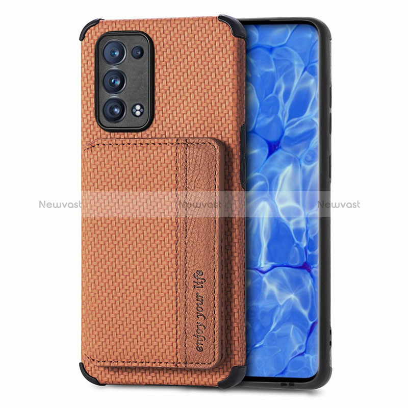 Ultra-thin Silicone Gel Soft Case Cover with Magnetic S01D for Oppo Reno6 Pro+ Plus 5G Brown