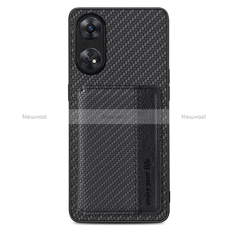 Ultra-thin Silicone Gel Soft Case Cover with Magnetic S01D for Oppo Reno8 T 4G Black