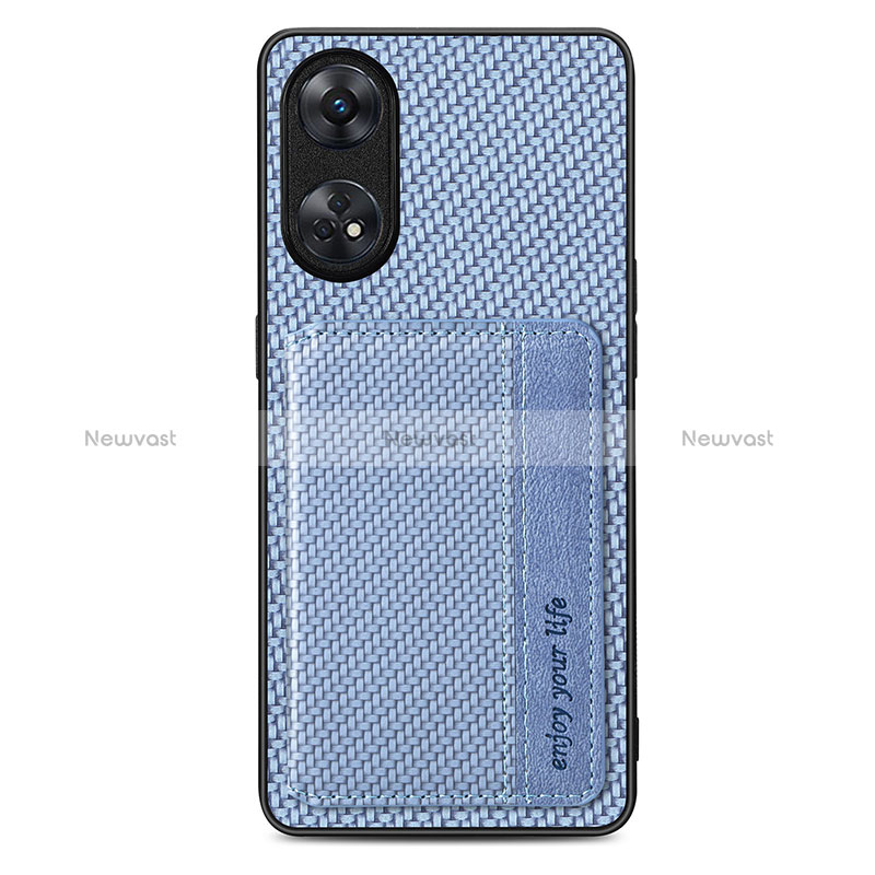 Ultra-thin Silicone Gel Soft Case Cover with Magnetic S01D for Oppo Reno8 T 4G Blue