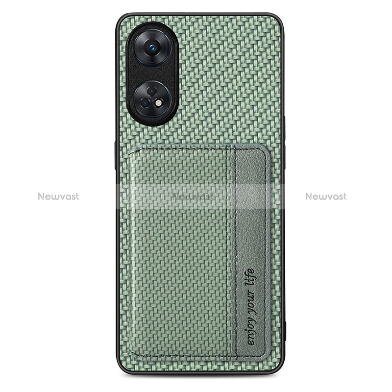 Ultra-thin Silicone Gel Soft Case Cover with Magnetic S01D for Oppo Reno8 T 4G Green