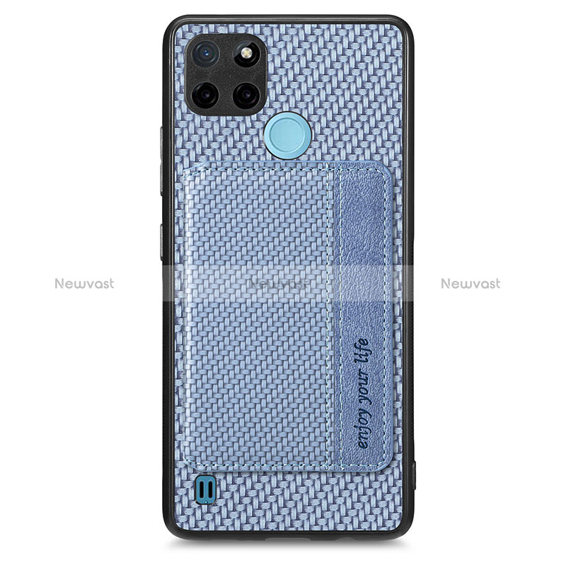 Ultra-thin Silicone Gel Soft Case Cover with Magnetic S01D for Realme C21Y Blue