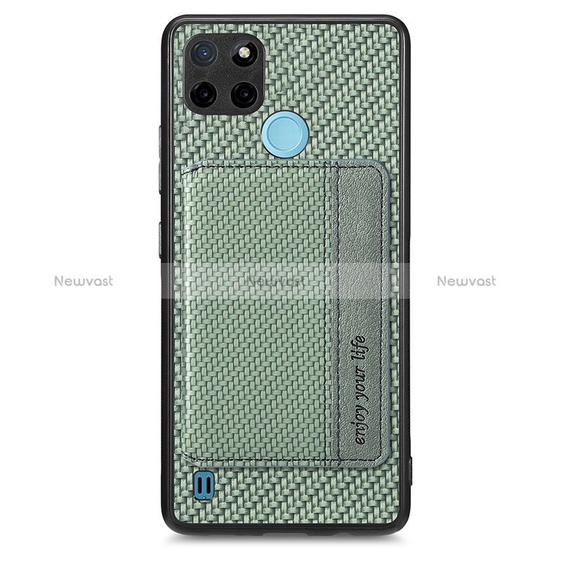 Ultra-thin Silicone Gel Soft Case Cover with Magnetic S01D for Realme C21Y Green