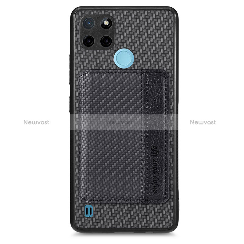 Ultra-thin Silicone Gel Soft Case Cover with Magnetic S01D for Realme C25Y Black