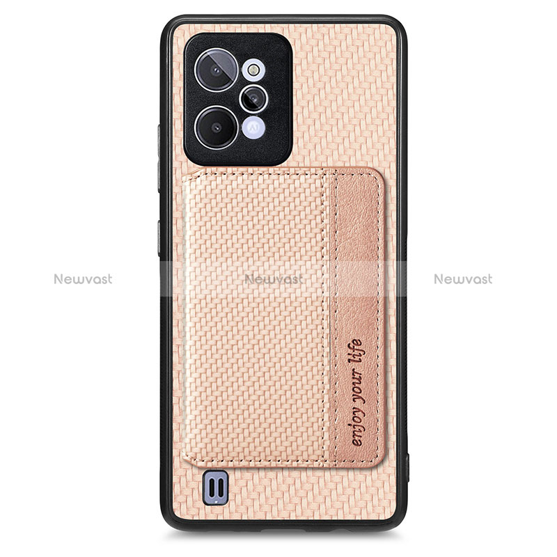 Ultra-thin Silicone Gel Soft Case Cover with Magnetic S01D for Realme C31 Gold