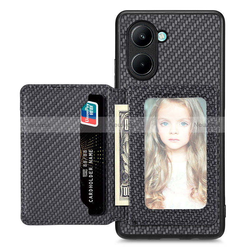 Ultra-thin Silicone Gel Soft Case Cover with Magnetic S01D for Realme C33 Black