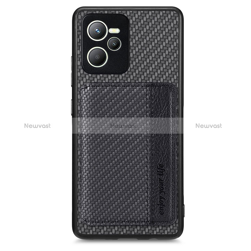 Ultra-thin Silicone Gel Soft Case Cover with Magnetic S01D for Realme C35 Black