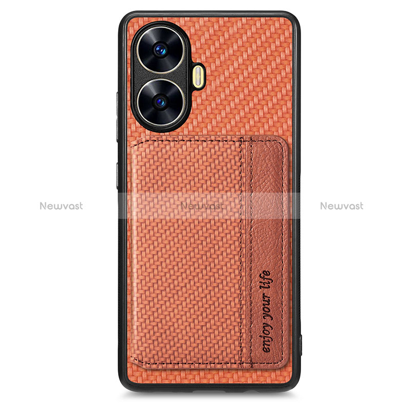 Ultra-thin Silicone Gel Soft Case Cover with Magnetic S01D for Realme Narzo N55 Brown