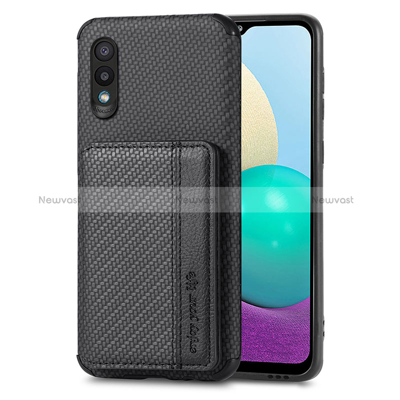 Ultra-thin Silicone Gel Soft Case Cover with Magnetic S01D for Samsung Galaxy A02 Black