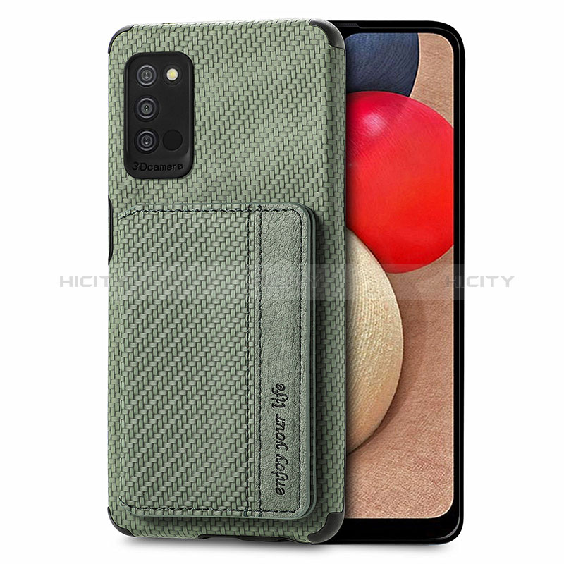 Ultra-thin Silicone Gel Soft Case Cover with Magnetic S01D for Samsung Galaxy A03s Green