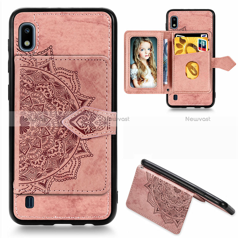 Ultra-thin Silicone Gel Soft Case Cover with Magnetic S01D for Samsung Galaxy A10 Rose Gold