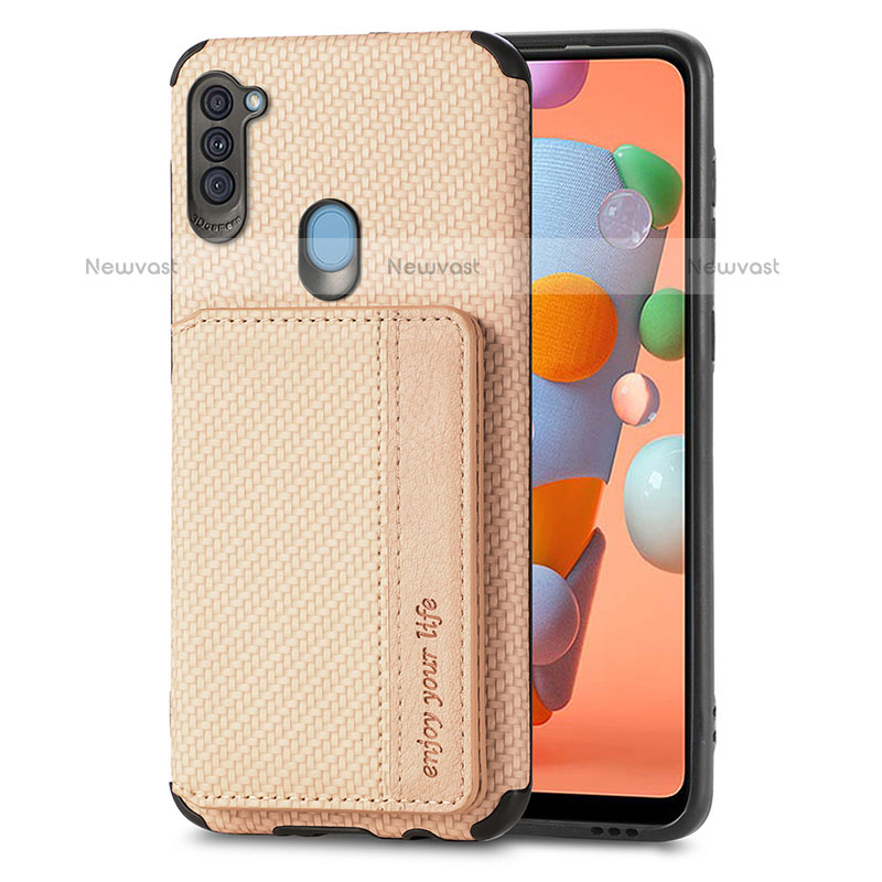 Ultra-thin Silicone Gel Soft Case Cover with Magnetic S01D for Samsung Galaxy A11 Gold