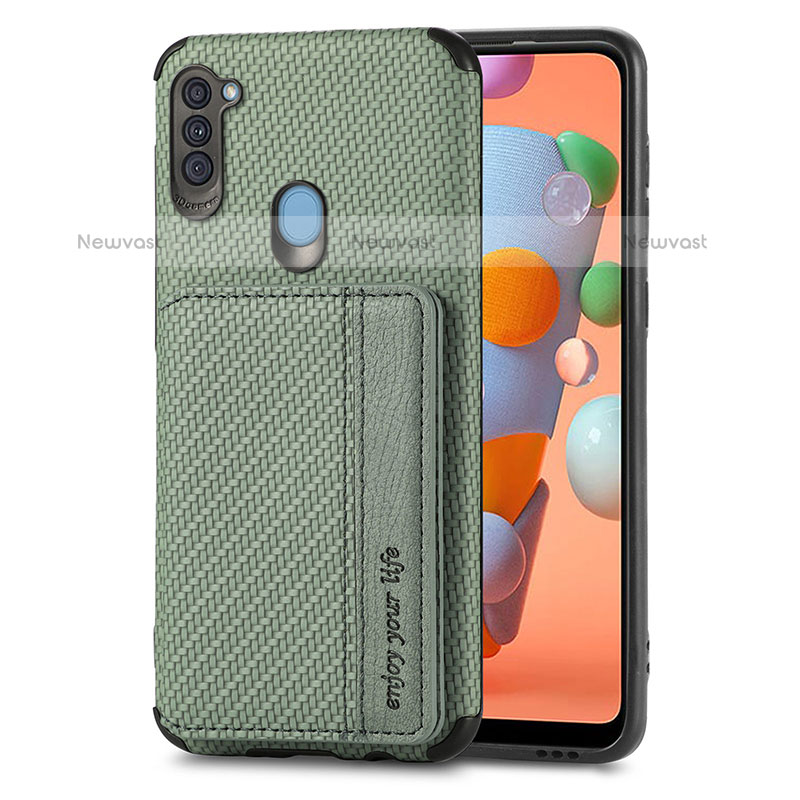 Ultra-thin Silicone Gel Soft Case Cover with Magnetic S01D for Samsung Galaxy A11 Green