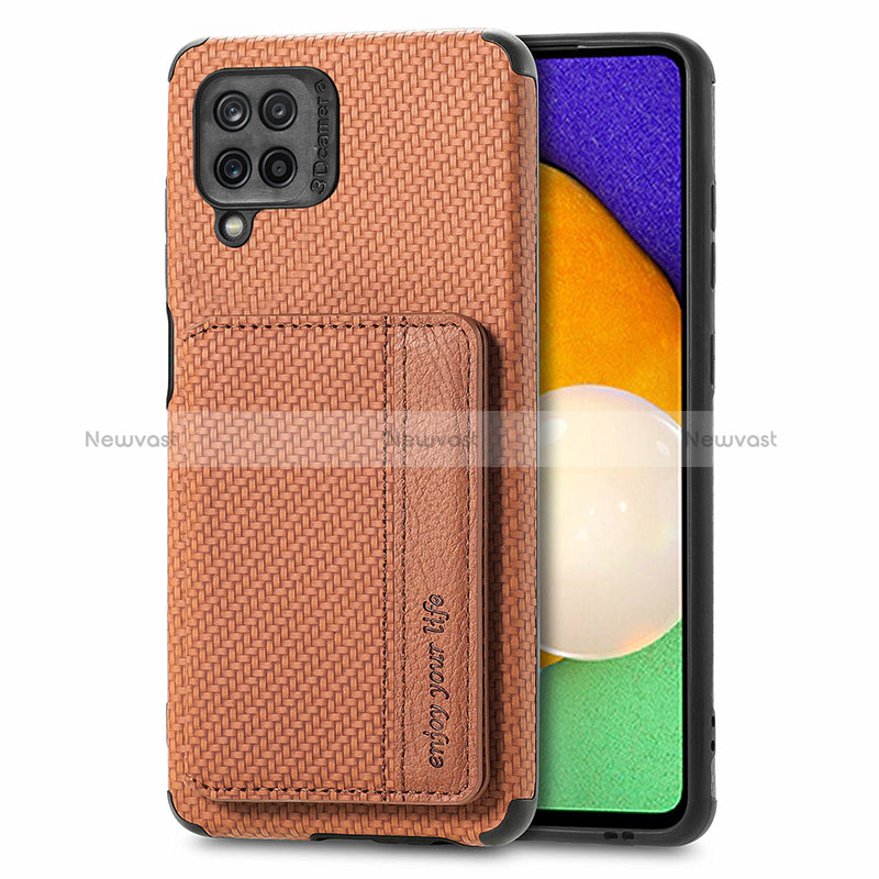 Ultra-thin Silicone Gel Soft Case Cover with Magnetic S01D for Samsung Galaxy A12 5G Brown