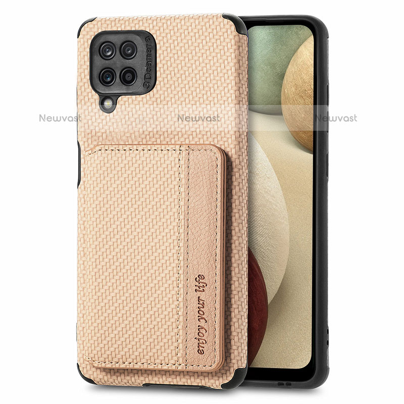 Ultra-thin Silicone Gel Soft Case Cover with Magnetic S01D for Samsung Galaxy A12 Gold