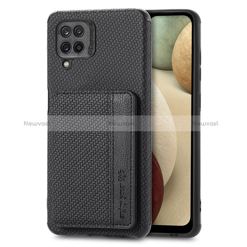 Ultra-thin Silicone Gel Soft Case Cover with Magnetic S01D for Samsung Galaxy A12 Nacho Black