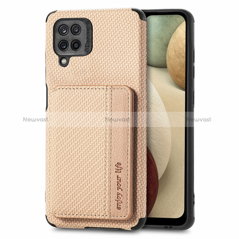 Ultra-thin Silicone Gel Soft Case Cover with Magnetic S01D for Samsung Galaxy A12 Nacho Gold