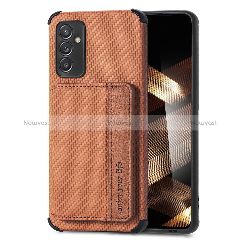 Ultra-thin Silicone Gel Soft Case Cover with Magnetic S01D for Samsung Galaxy A15 5G Brown