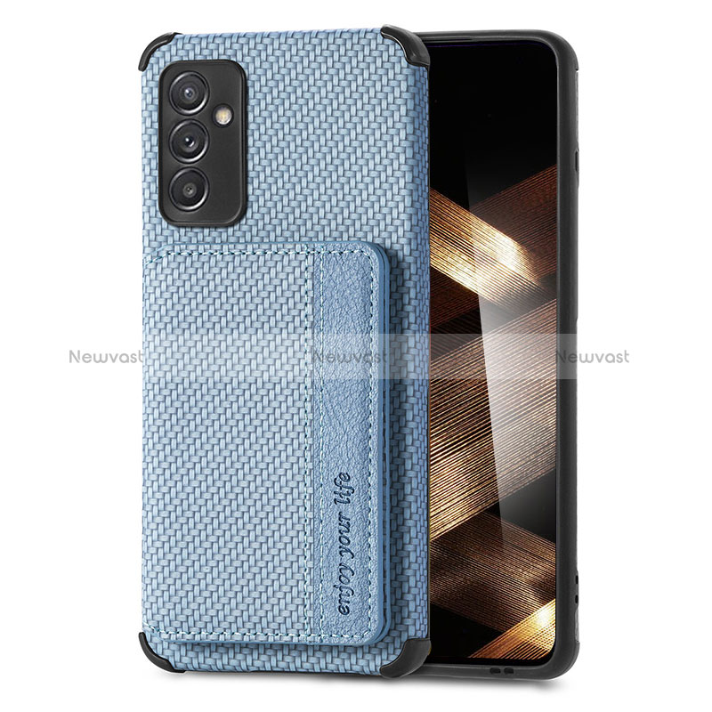 Ultra-thin Silicone Gel Soft Case Cover with Magnetic S01D for Samsung Galaxy A15 LTE Blue