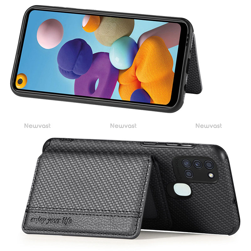 Ultra-thin Silicone Gel Soft Case Cover with Magnetic S01D for Samsung Galaxy A21s