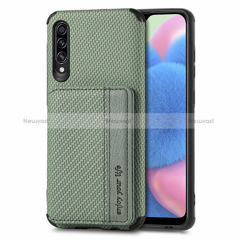 Ultra-thin Silicone Gel Soft Case Cover with Magnetic S01D for Samsung Galaxy A30S Green