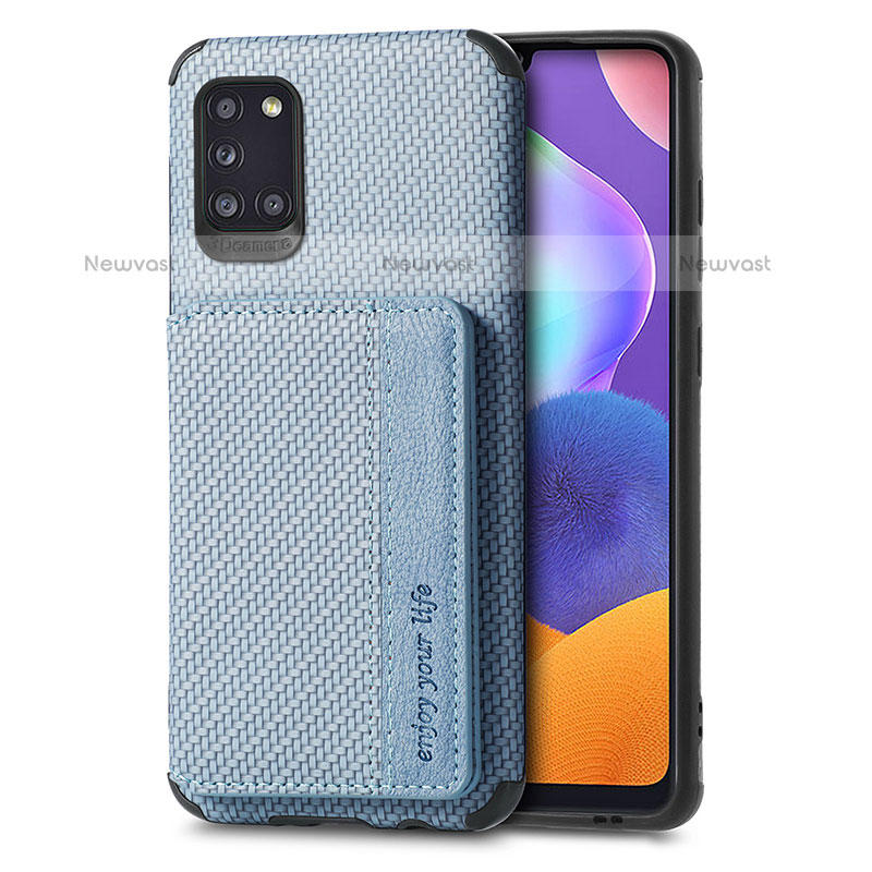 Ultra-thin Silicone Gel Soft Case Cover with Magnetic S01D for Samsung Galaxy A31 Blue