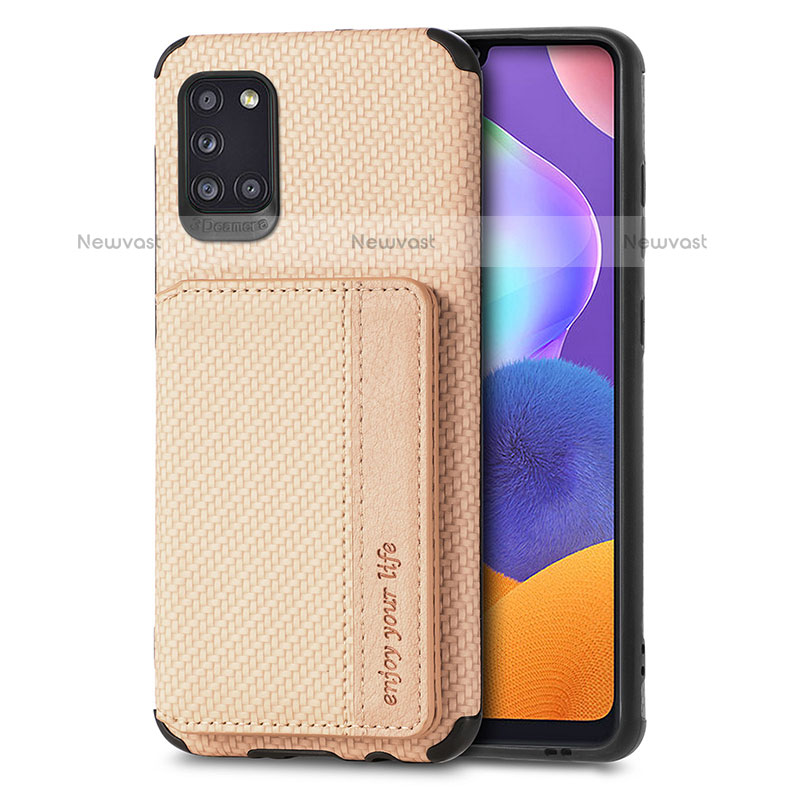 Ultra-thin Silicone Gel Soft Case Cover with Magnetic S01D for Samsung Galaxy A31 Gold