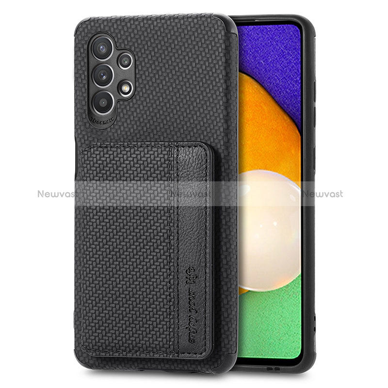 Ultra-thin Silicone Gel Soft Case Cover with Magnetic S01D for Samsung Galaxy A32 4G Black