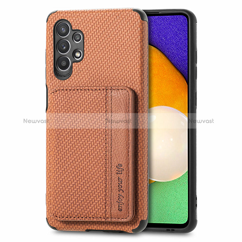 Ultra-thin Silicone Gel Soft Case Cover with Magnetic S01D for Samsung Galaxy A32 5G Brown