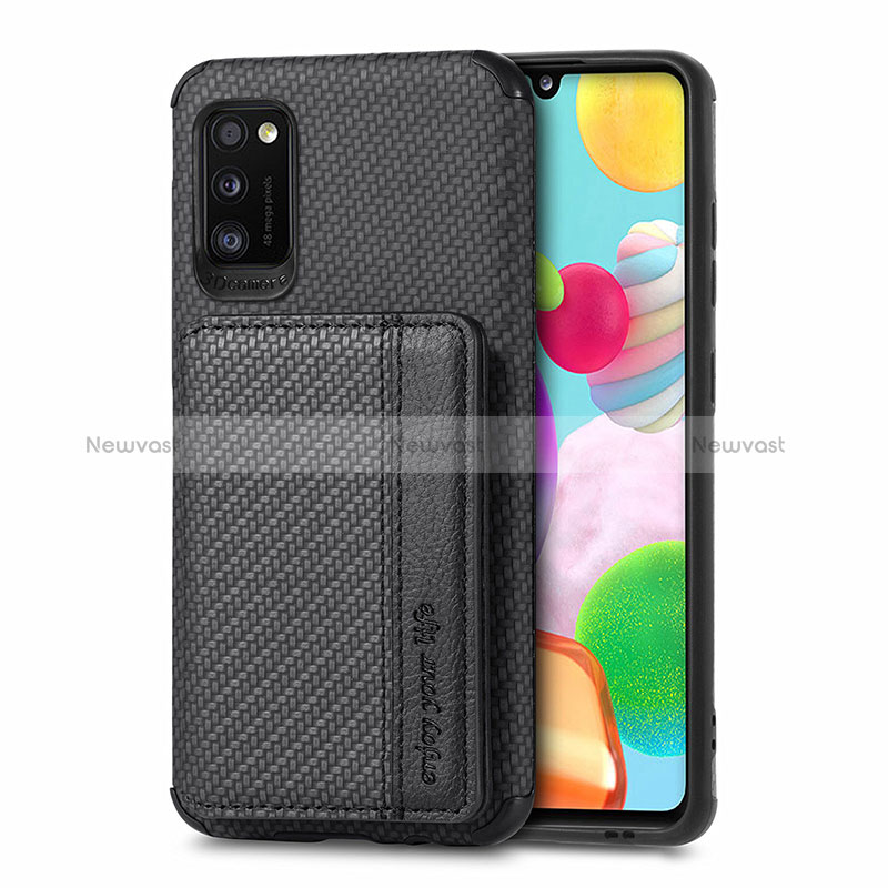 Ultra-thin Silicone Gel Soft Case Cover with Magnetic S01D for Samsung Galaxy A41 Black