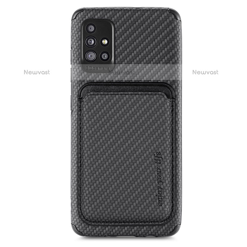 Ultra-thin Silicone Gel Soft Case Cover with Magnetic S01D for Samsung Galaxy A51 4G Black