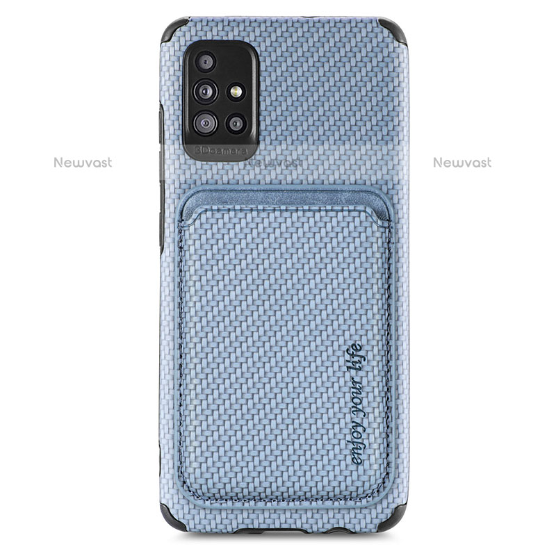 Ultra-thin Silicone Gel Soft Case Cover with Magnetic S01D for Samsung Galaxy A51 4G Blue