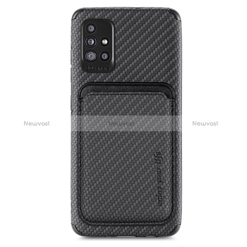 Ultra-thin Silicone Gel Soft Case Cover with Magnetic S01D for Samsung Galaxy A51 5G Black