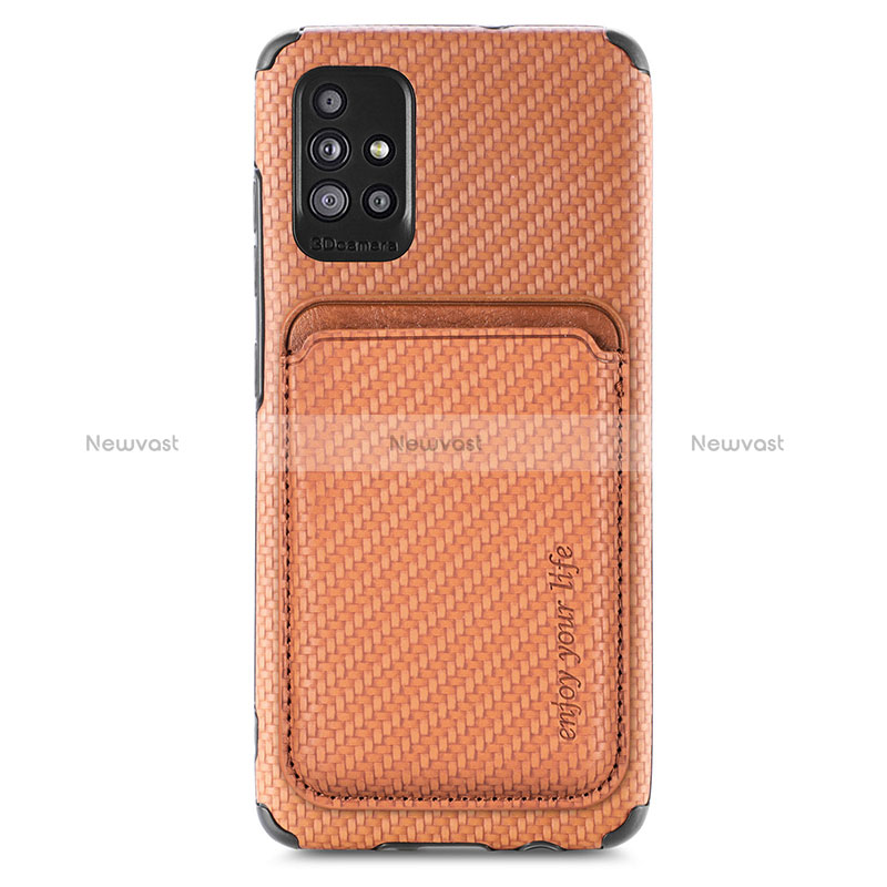 Ultra-thin Silicone Gel Soft Case Cover with Magnetic S01D for Samsung Galaxy A51 5G Brown