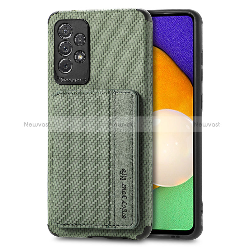 Ultra-thin Silicone Gel Soft Case Cover with Magnetic S01D for Samsung Galaxy A52 5G Green