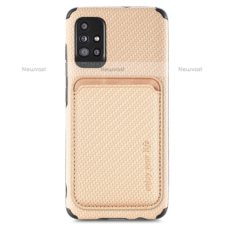 Ultra-thin Silicone Gel Soft Case Cover with Magnetic S01D for Samsung Galaxy A71 4G A715 Gold