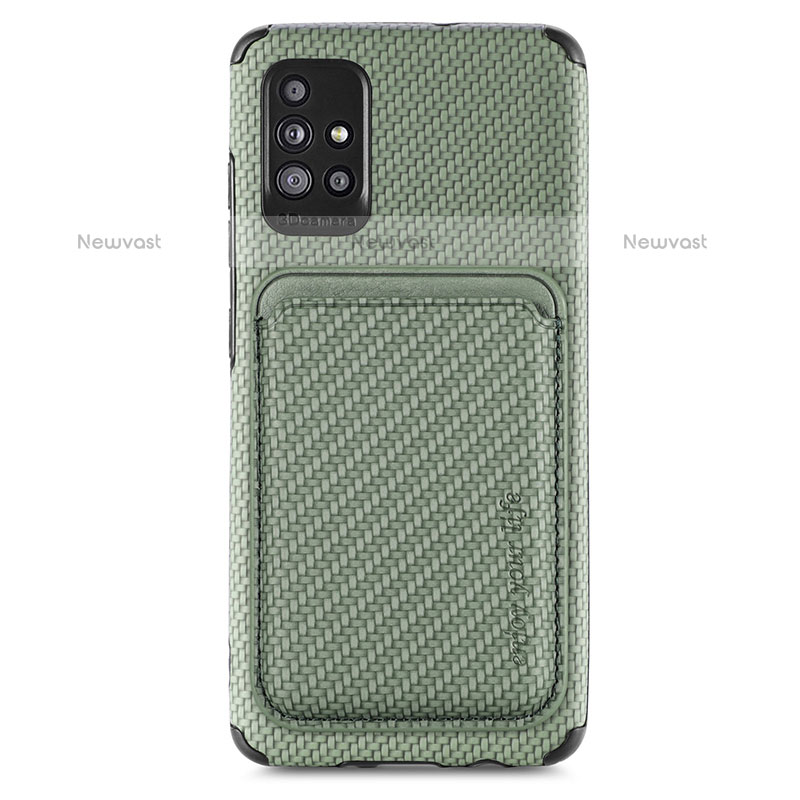 Ultra-thin Silicone Gel Soft Case Cover with Magnetic S01D for Samsung Galaxy A71 4G A715 Green