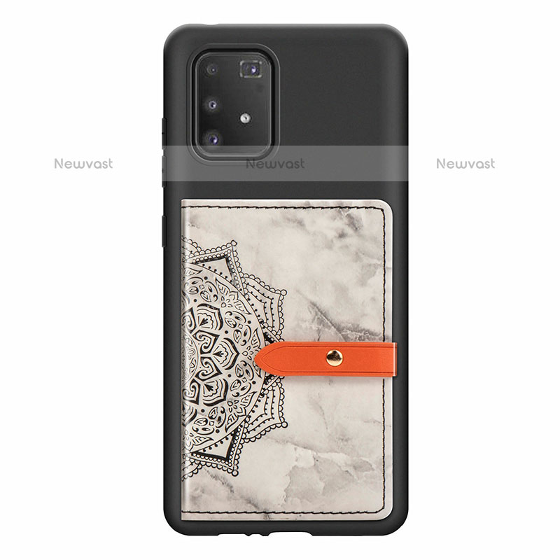 Ultra-thin Silicone Gel Soft Case Cover with Magnetic S01D for Samsung Galaxy A91 Black