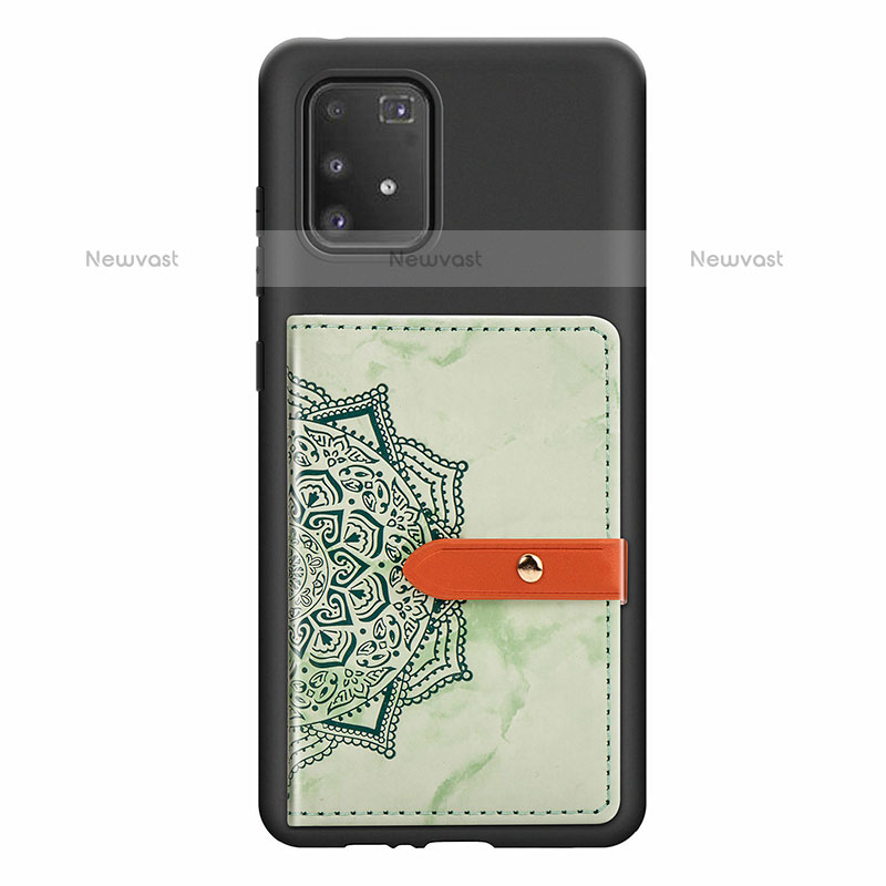 Ultra-thin Silicone Gel Soft Case Cover with Magnetic S01D for Samsung Galaxy A91 Green