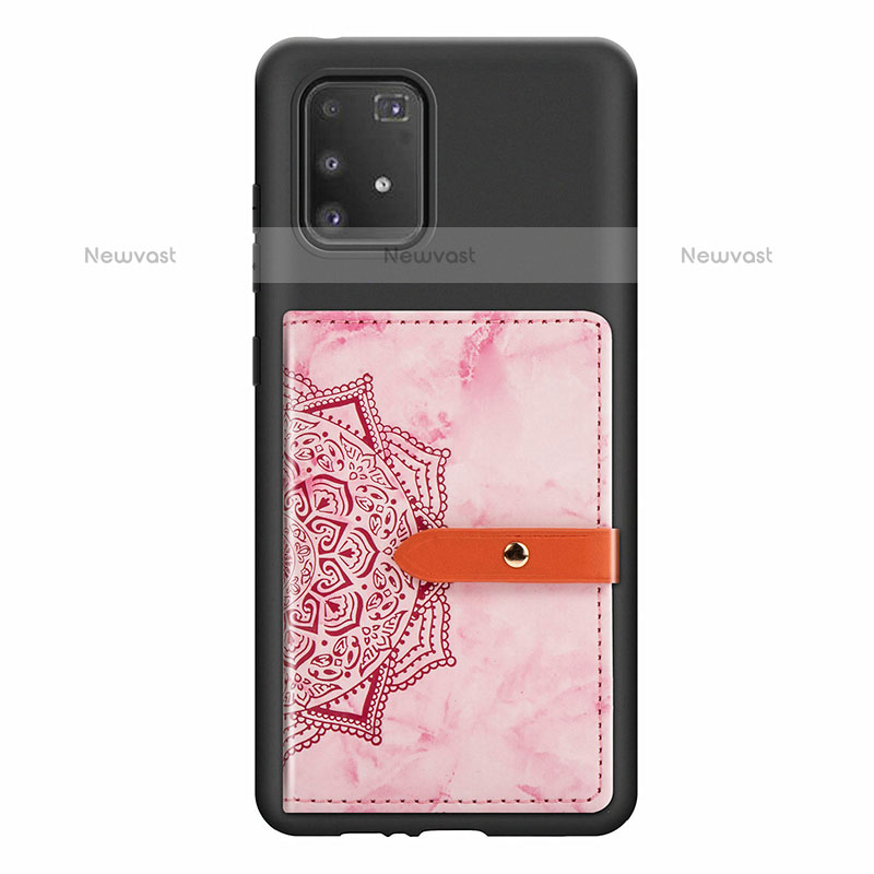 Ultra-thin Silicone Gel Soft Case Cover with Magnetic S01D for Samsung Galaxy A91 Pink