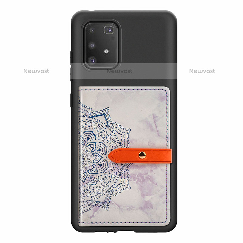 Ultra-thin Silicone Gel Soft Case Cover with Magnetic S01D for Samsung Galaxy A91 Purple