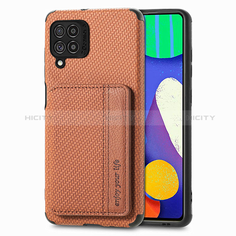 Ultra-thin Silicone Gel Soft Case Cover with Magnetic S01D for Samsung Galaxy F62 5G Brown