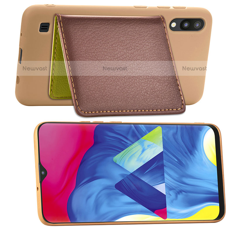 Ultra-thin Silicone Gel Soft Case Cover with Magnetic S01D for Samsung Galaxy M10 Brown